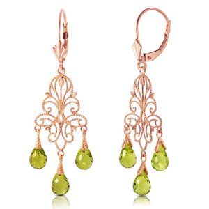14K GOLD CHANDELIERS EARRING WITH NATURAL PERIDOTS